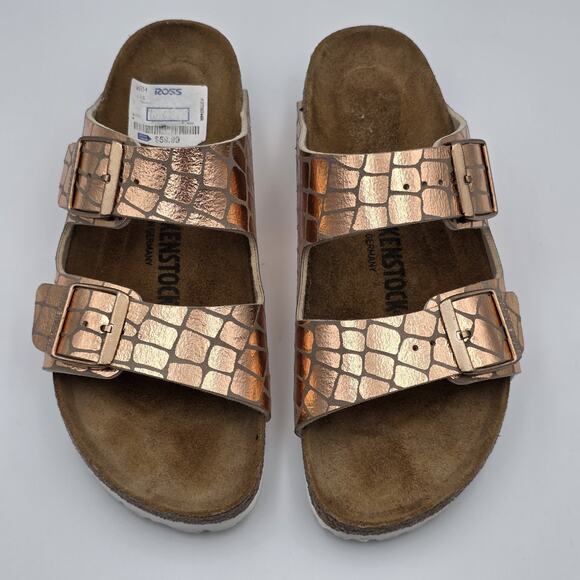 Birkenstock Arizona Gator Gleam Big Buckle Sandal in Copper SZ 39/8 - Picture 6 of 9